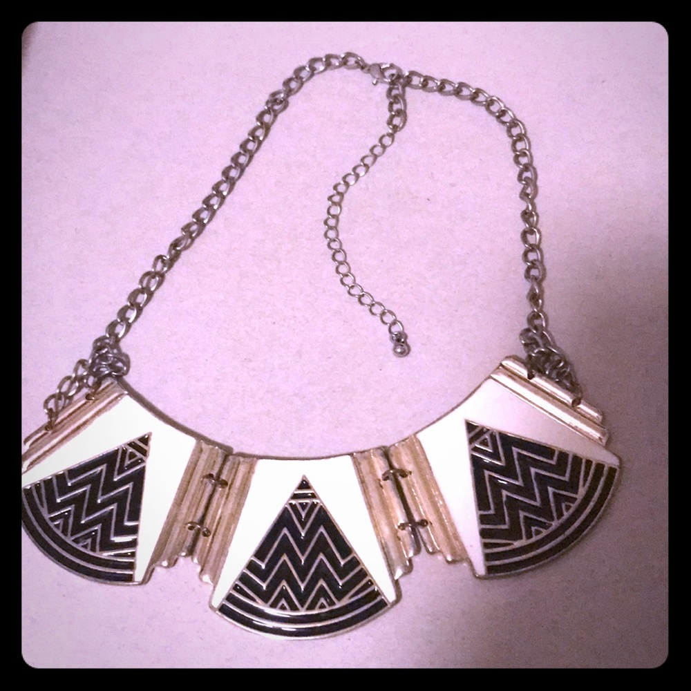 Gold and White Statement Necklace
